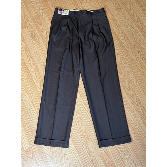 Ralph Lauren Men's Dress Pants 33X32 Polyester Viscose Brown Check - Picture 1 of 8